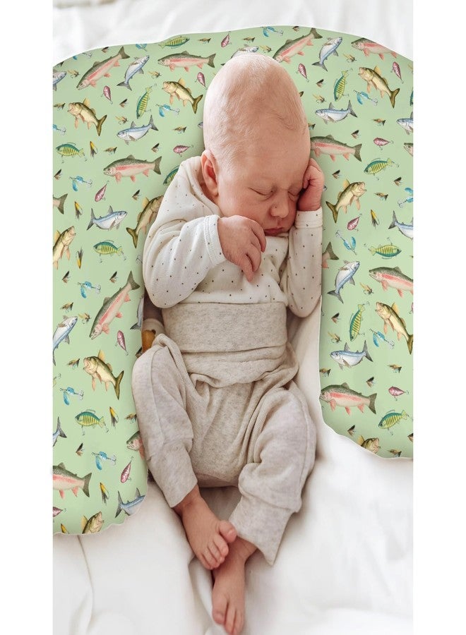 ZoUbqchY Fishing Baby Nursing Pillow Covers for Boy Girl Freshwater Fishes Lures Nursing Slipcovers for Breastfeeding Pillows Soft Stretchy Lake Outdoors Fishing Lovers Gift Removable Cover for Newborn Infant - Image 4